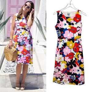 Anthropologie Whit Two Petal Print Open Back Floral Women’s Shift Dress Sz 4